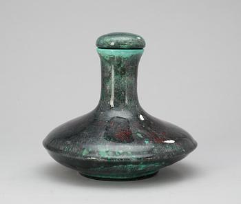 A Hans Hedberg faience bottle with stopper, Biot, France.