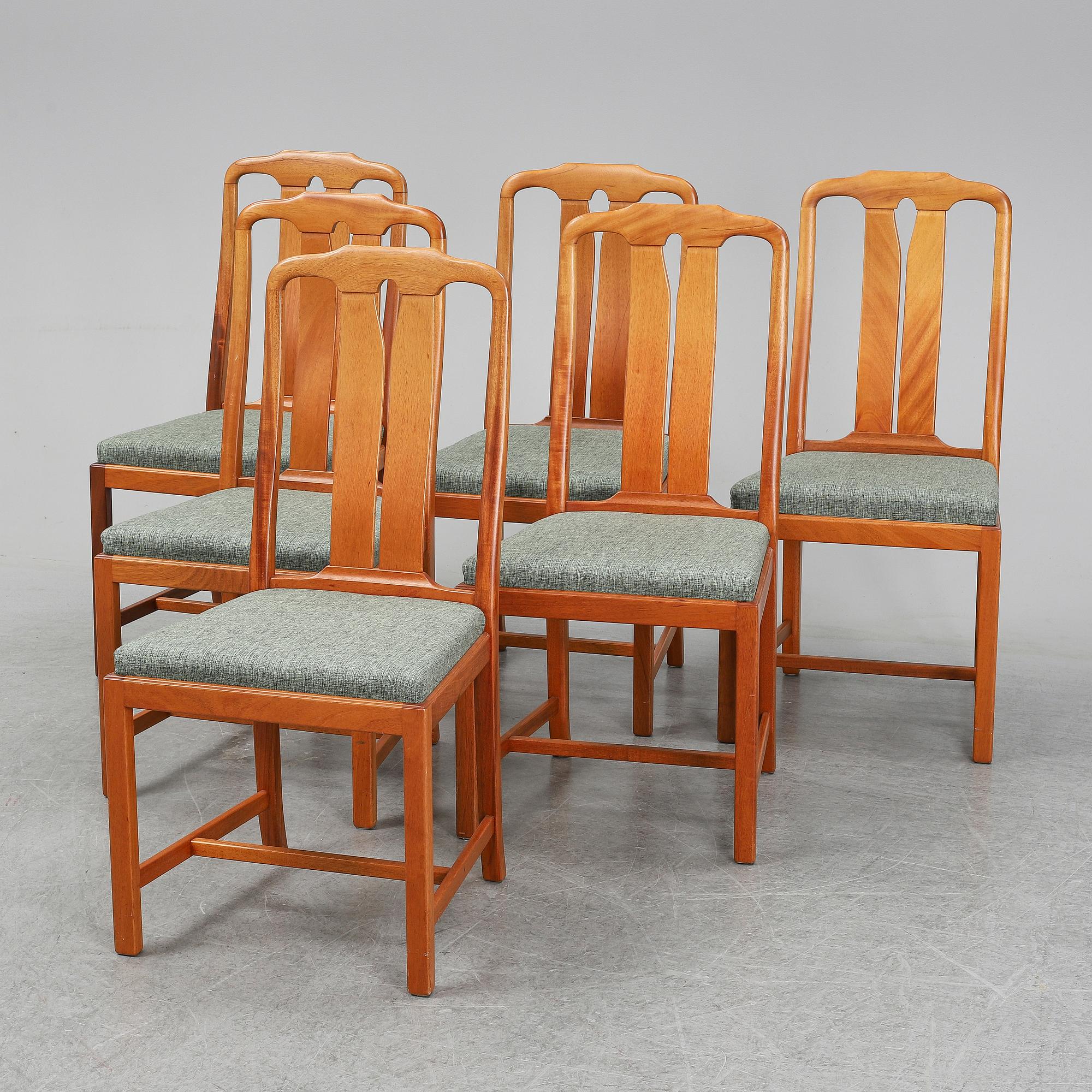 CARL MALMSTEN, six 'Ambassadör' walnut chairs.