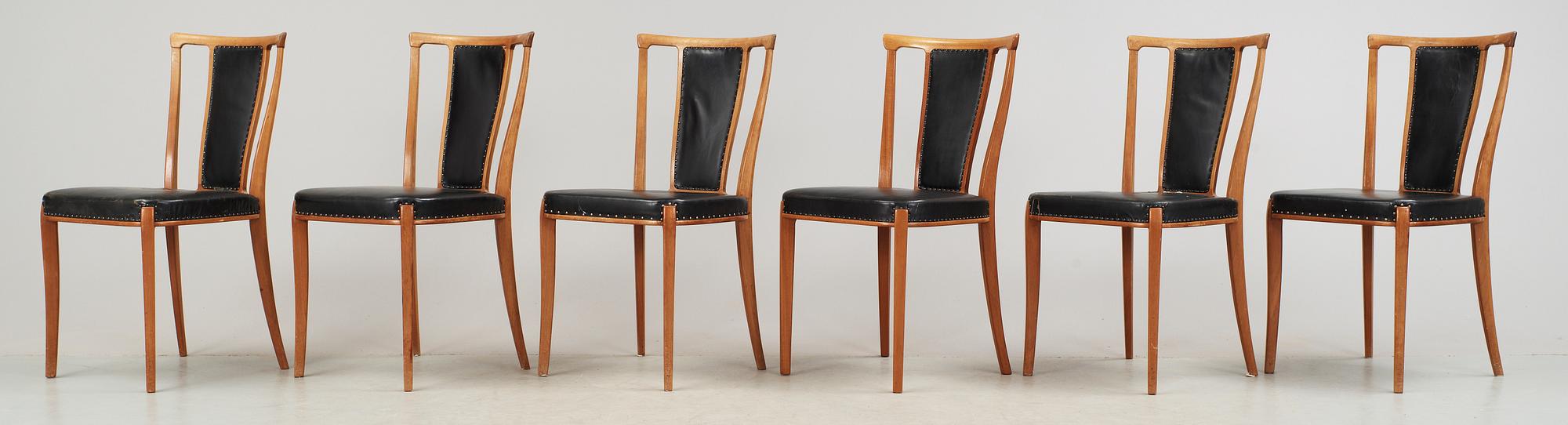 STOLAR, 6 st, Carl Axel Acking utförda av snickarmästare Torsten Schollin, 1900-talets mitt.