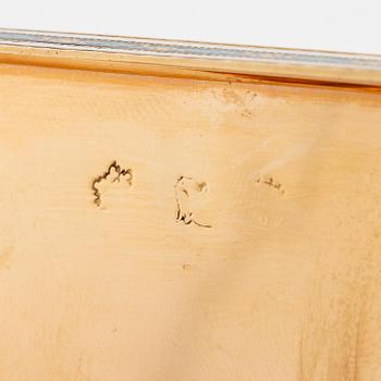 An probably early 19th century Hanau gold and royal blue enamel box with pearls.