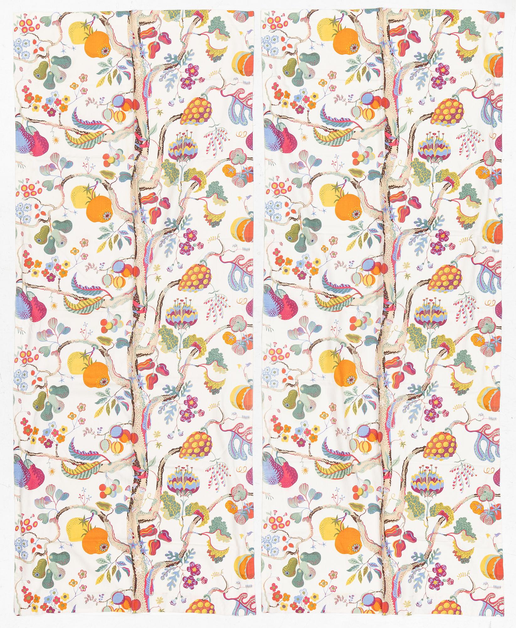 Josef Frank, curtains, a pair, "Vegetable Tree", Svenskt Tenn.