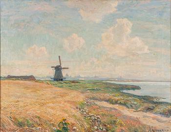 Börge Christoffer Nyrop, Coastal Landscape with Windmill.