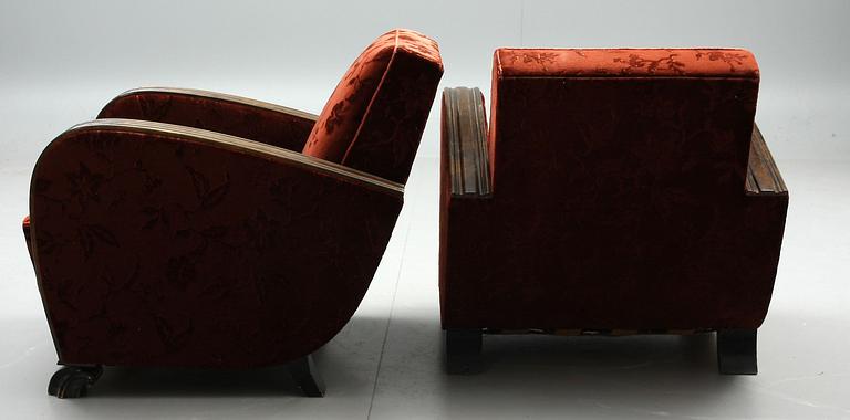 FÅTÖLJER, ett par, art deco, 1900-talets första hälft.