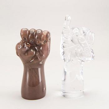 Elna Melusine Jolom, two signed glass sculpture.