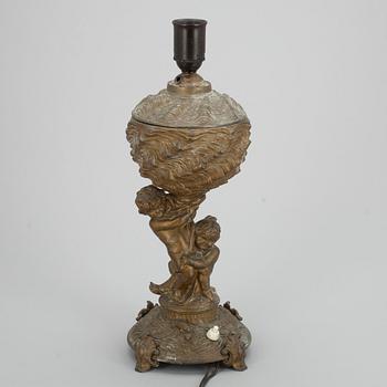 BORDSLAMPA, bronserad metallegering, 1800-talets slut.