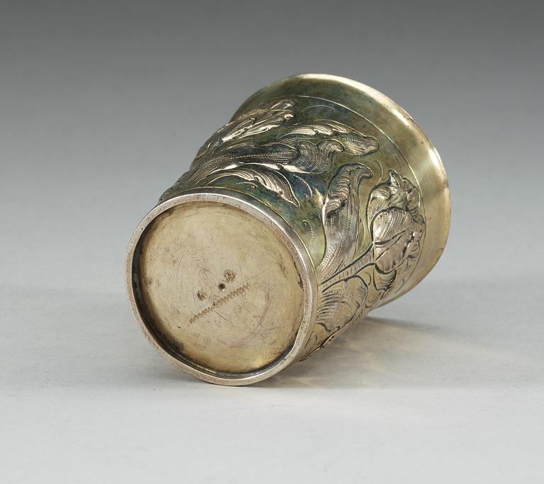 A German 17th century silver-gilt beaker, makers mark of Hans Wolf Hager, Nürnberg 1660's.