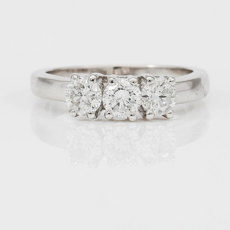 RING, briljantslipade diamanter totalt ca 1,02 ct.