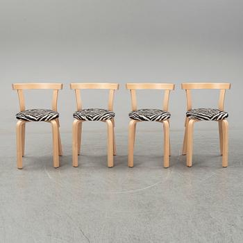 ALVAR AALTO, bord "90A" och stolar, 4 st, "68", Artek.