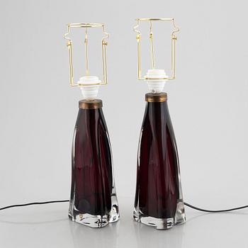 Carl Fagerlund, a pair of model "RD 1323" table lamps, Orrefors, Sweden.