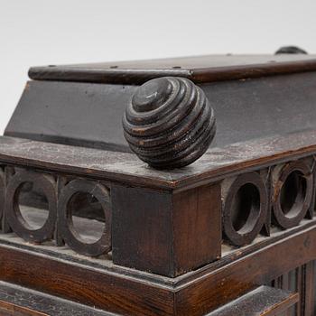 An oak longcase clock, 19th Century.