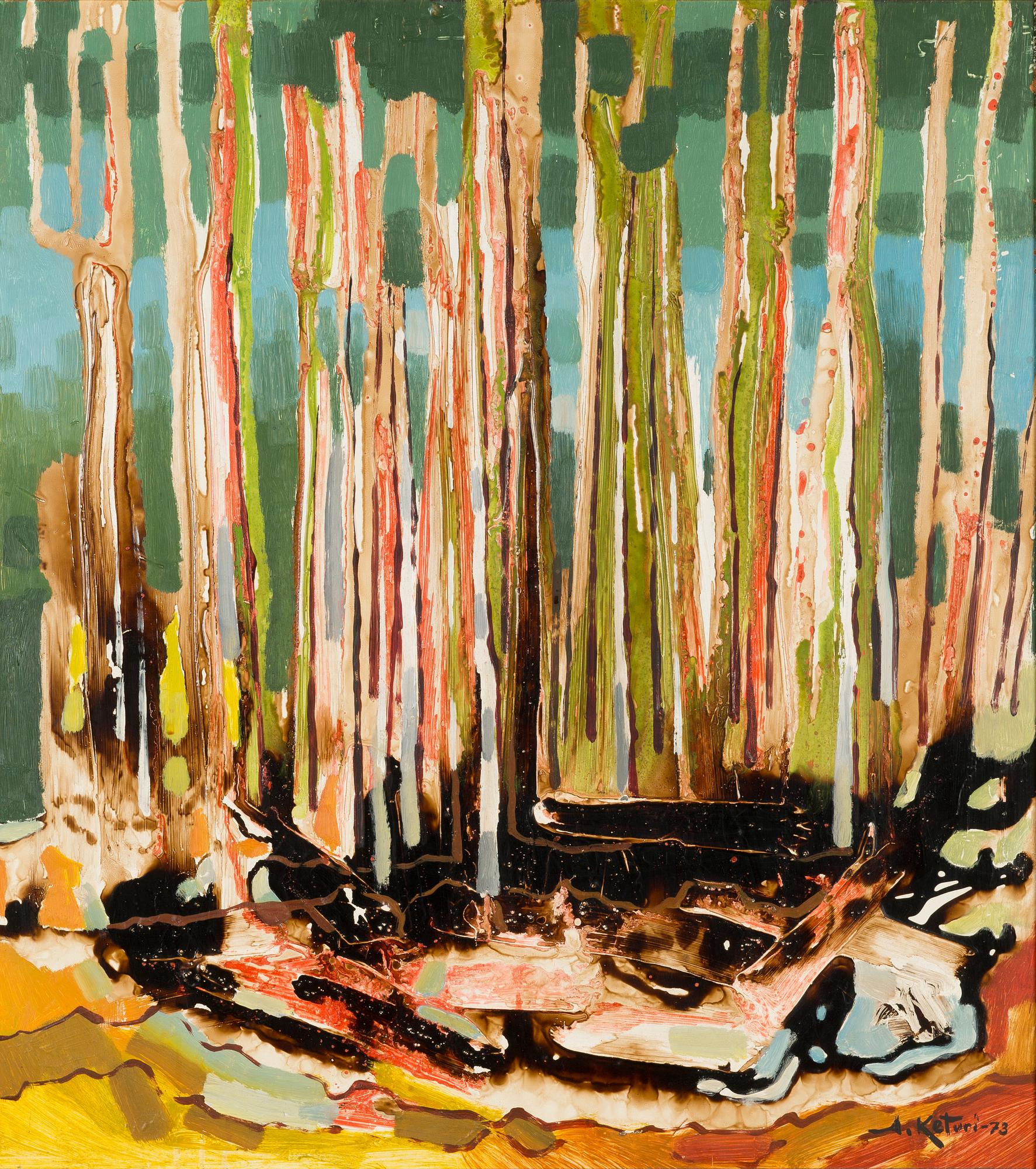 Alpo Keturi, öljy levylle, signeerattu ja päivätty -73.