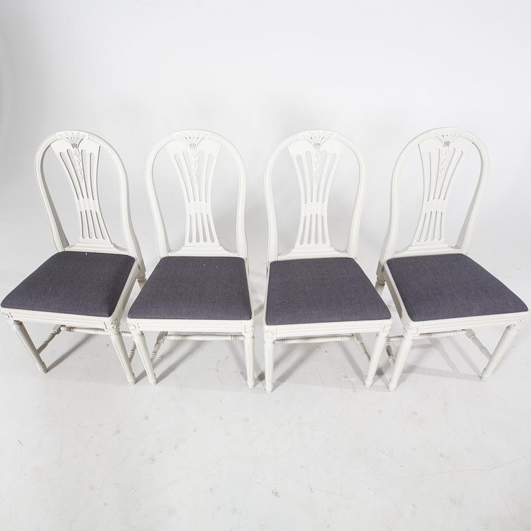 A set of four Gustavian style painted chairs mid 1900s/later part.