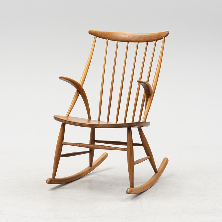 Illum Wikkelsø, a beech 'Gyngetsol Nr. 3' rooking chair, N Eilersen, A/S Skamby, Norway, mid 20th Century.