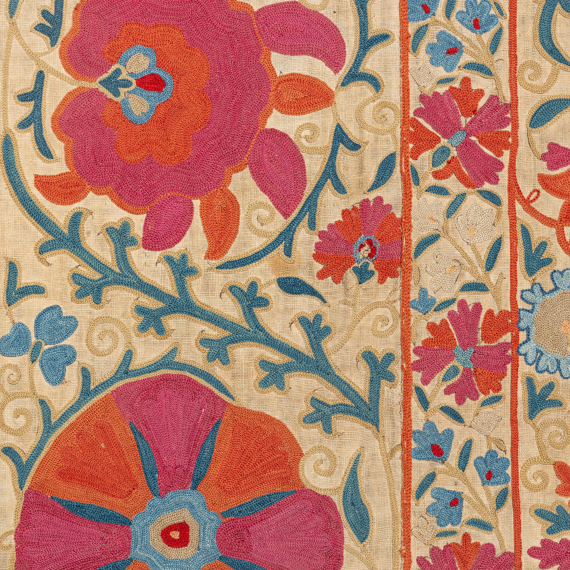 A 19th century Suzani embroidery, probably Nurata region, Uzbekistan, ca 169 x 113 cm.