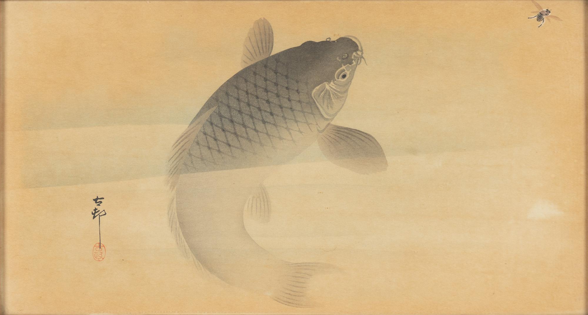 Ohara Koson, "Swallows and Wasp" and "Carp and Fly".