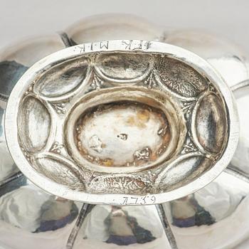 A German early 18th century silver bowl on foot, mark of Peter Cornelis Mol, Emden.