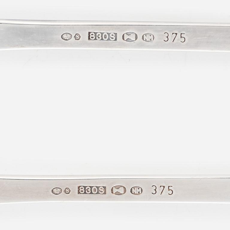 Bakelsegafflar, 11 st, silver, "Blåklocka", Thorvald Marthinsen Sølvvarefabrik, Norge.