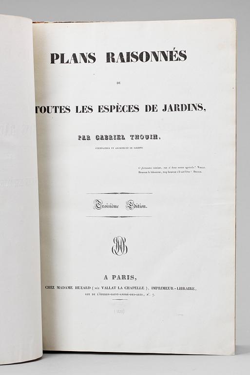 BOK, "Plans Raisonnés de Toutes les Espèces de Jardins" av Gabriel Thouin, tredje upplagan, Paris troligen 1828.