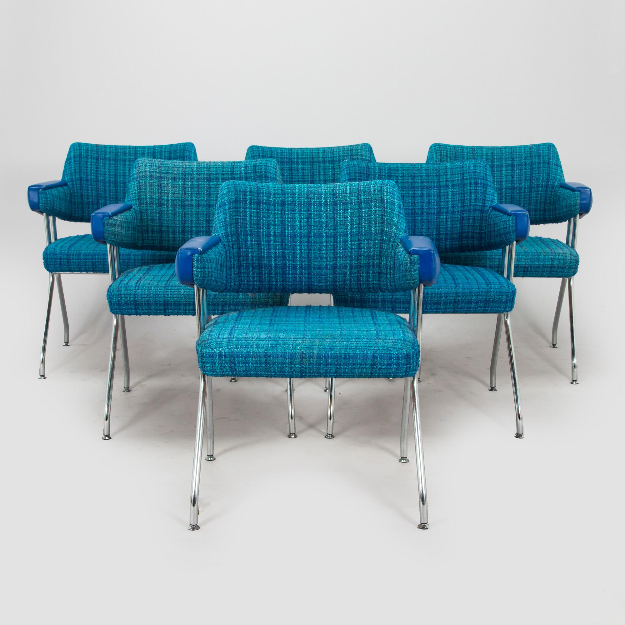 Nojatuoleja, 6 kpl, valmistaja Merva 1970-luku.