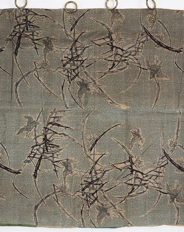 Two curtain tops in embroidered silk, China and Japan, circa 1900.