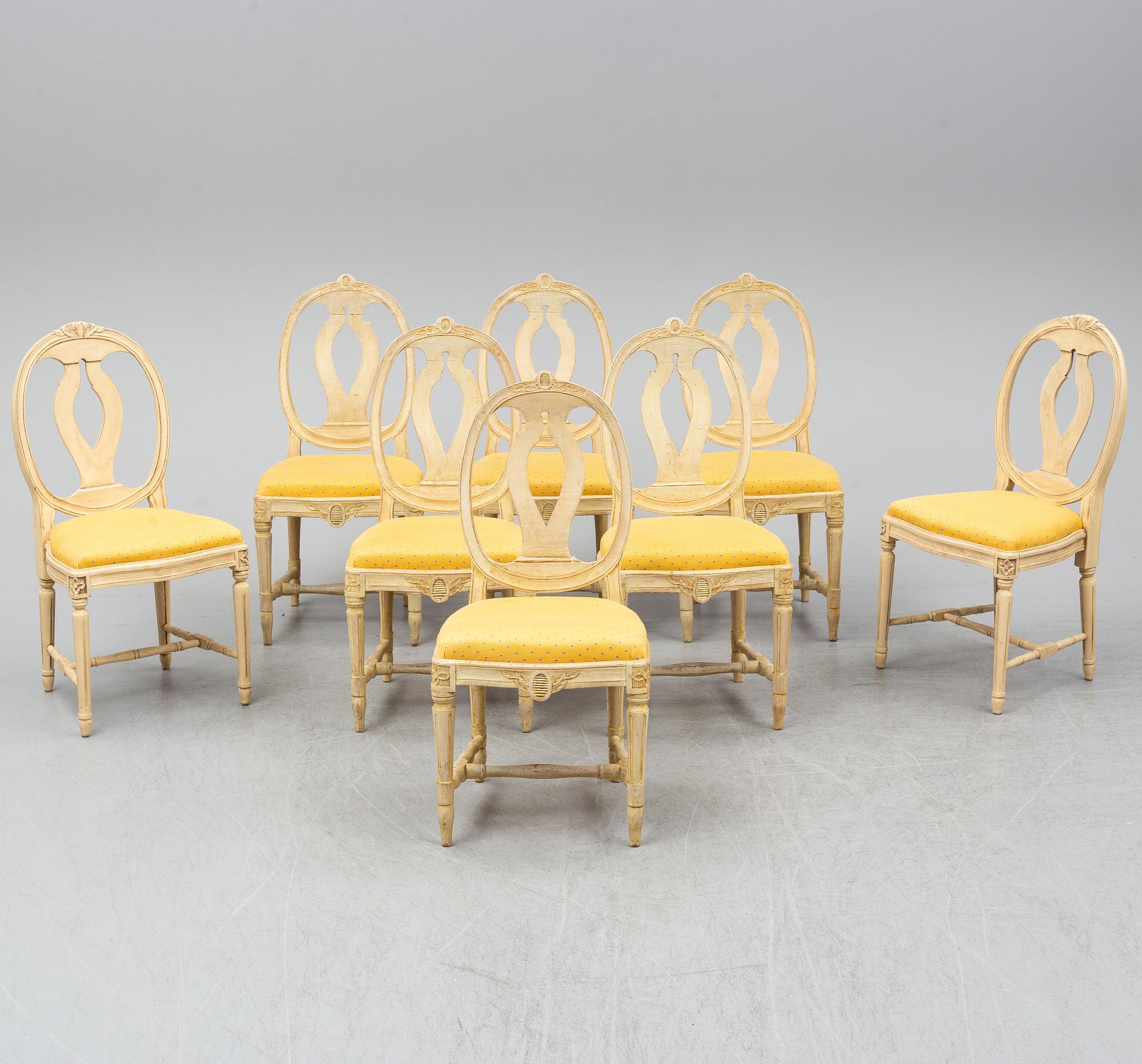A set of 6+2 chairs, gustavian style, late 20th century.
