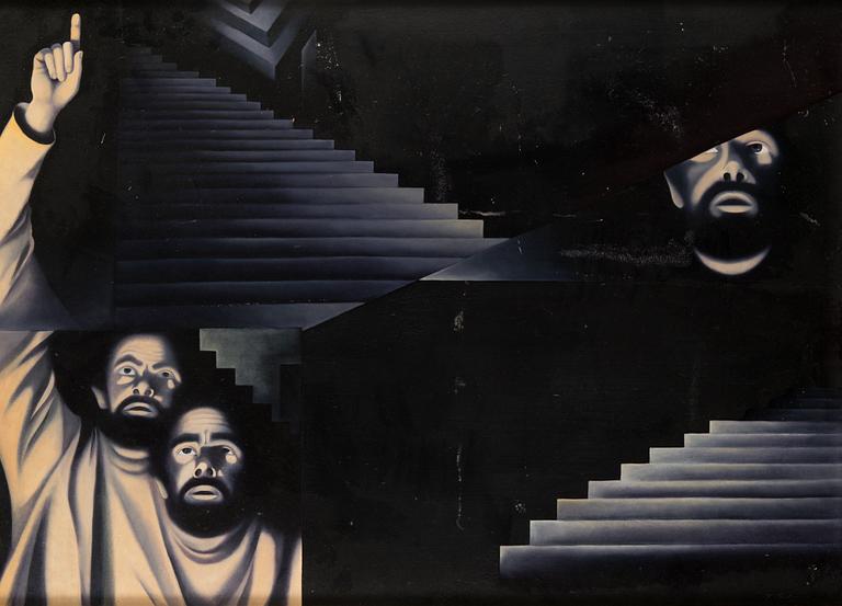 Totte Mannes, oil on board, signed.