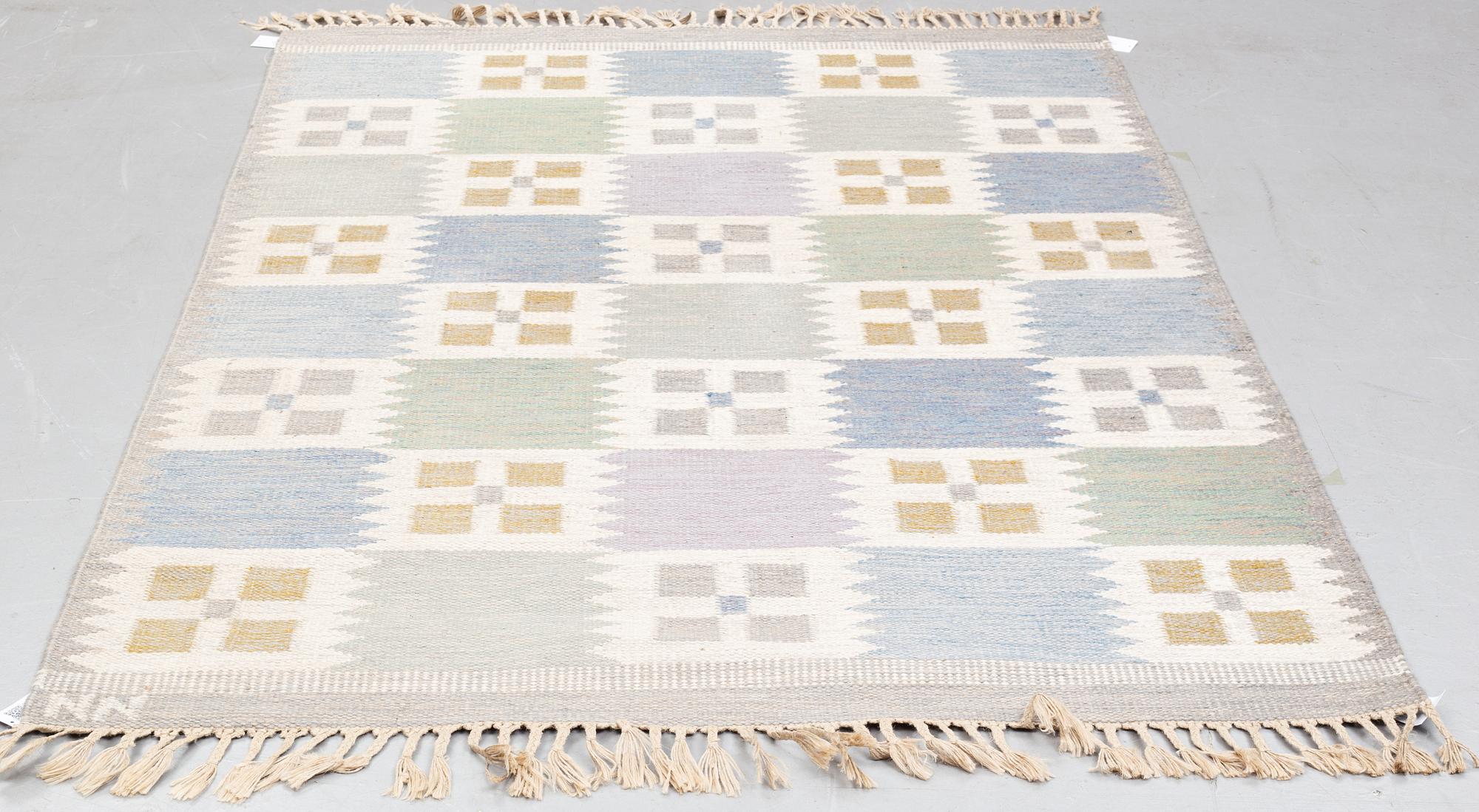 Matto, flat weave, ca 203 x 141,5-142,5 cm, signed NN.