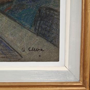 AGNES CLEVE, pastell, sign o dat á tergo 1916.