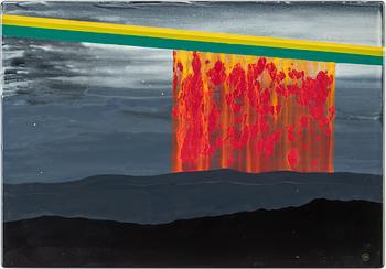 BENGT BERGLUND, enamel, signed and dated Gustavsberg -74.