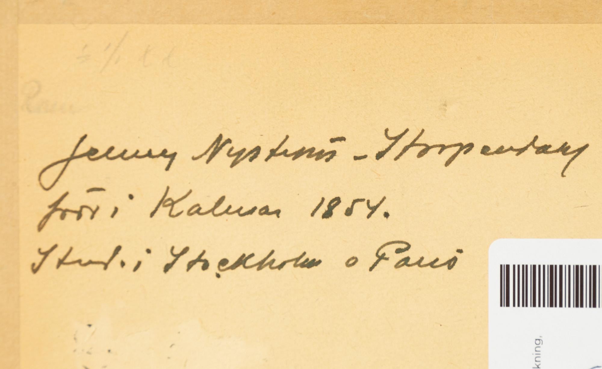 Jenny Nyström, tuschteckning, signerad JN.