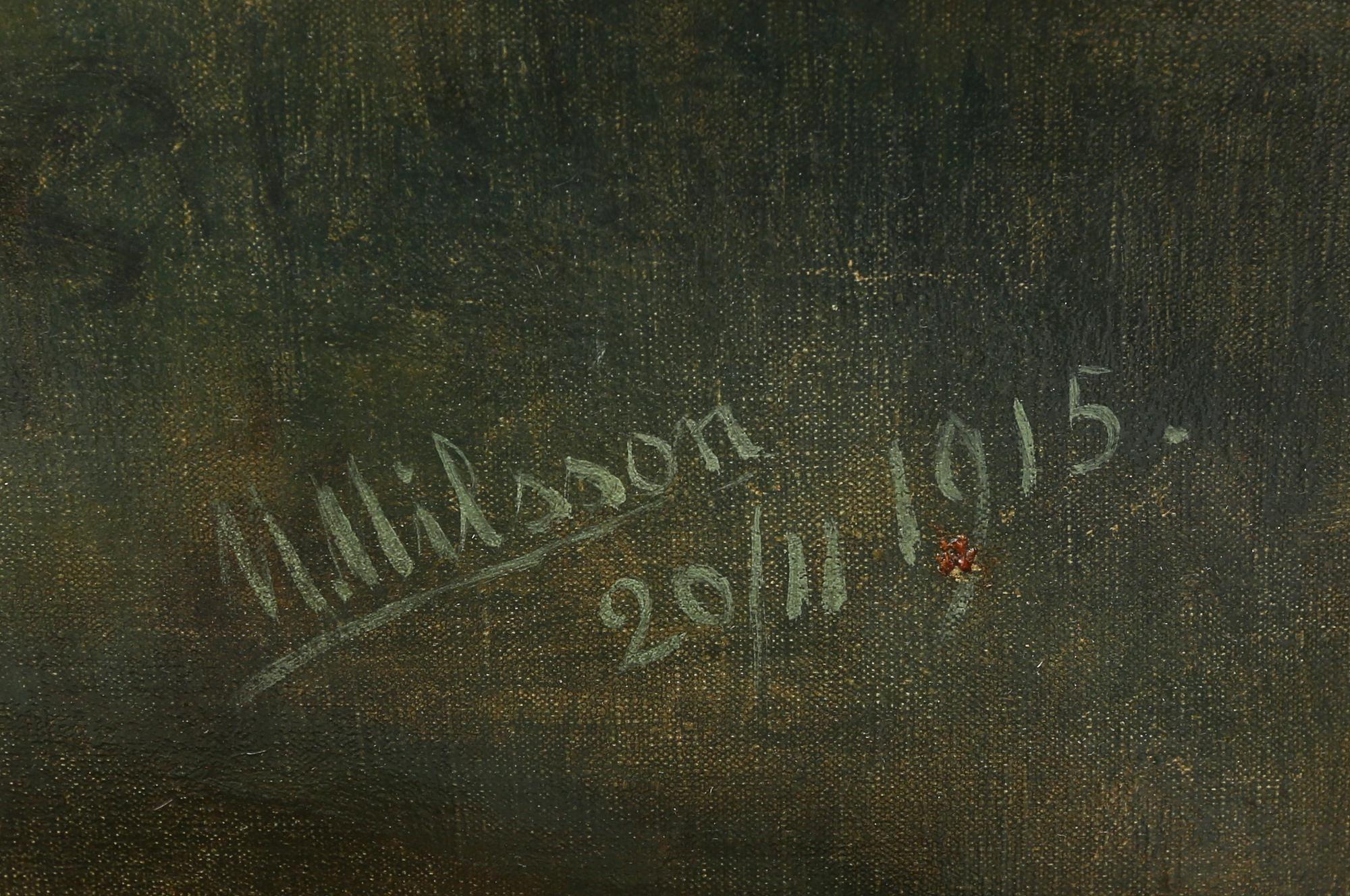 OKÄND KONSTNÄR, olja på duk, signerad N Nilsson? och daterad 20/11 1915.