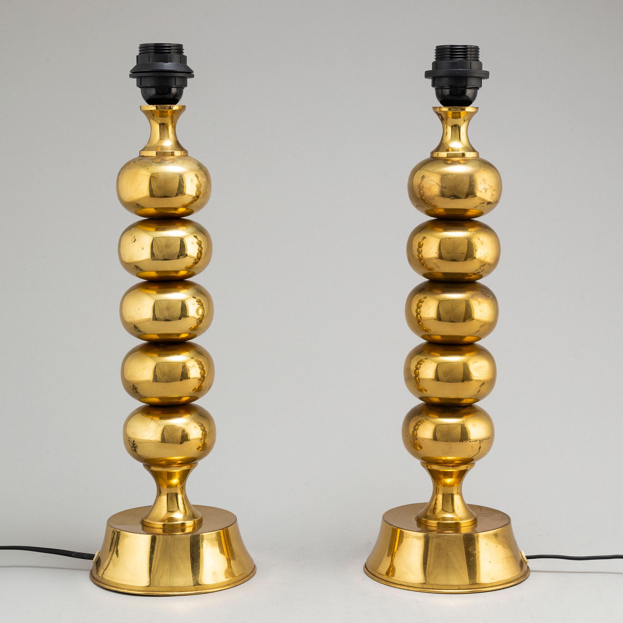 A pair of brass table lights by ENCO, 1960's/70's.