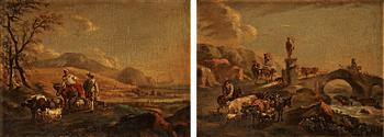 Nicolaes Berchem Circle of, Landscape with shepherds and cattle.