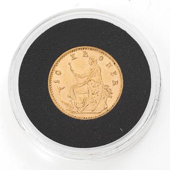 Guldmynt, Danmark, Christian IX, 10 kroner, 1900.