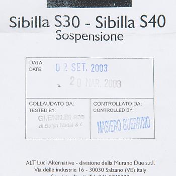 A "Sibilla" pendant light, ALT Luci Alternative, Murano, Italy 2000s.