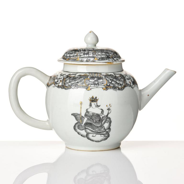 A grisaille tea pot with cover, Qing dynasty, Qianlong (1736-95).