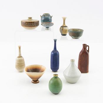 A collection of miniature vases and bowls, 10 pieces Rörstrand, second half of the 20th century.