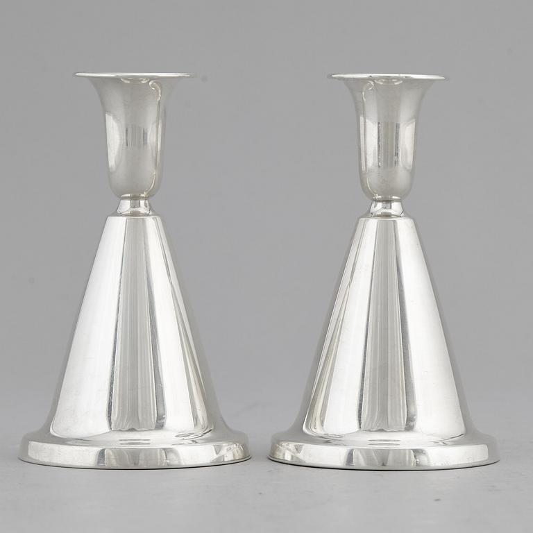 A pair of Norwegian silver candlesticks, mid 20th Century.