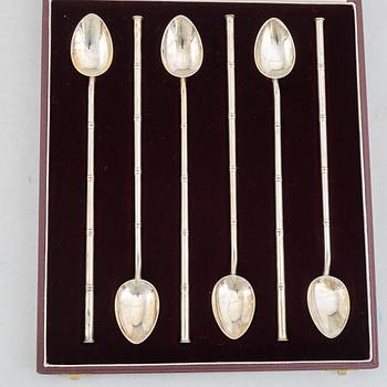 A set of six silver spoons, mark of Asprey & Co Ltd, London 1984-1997.