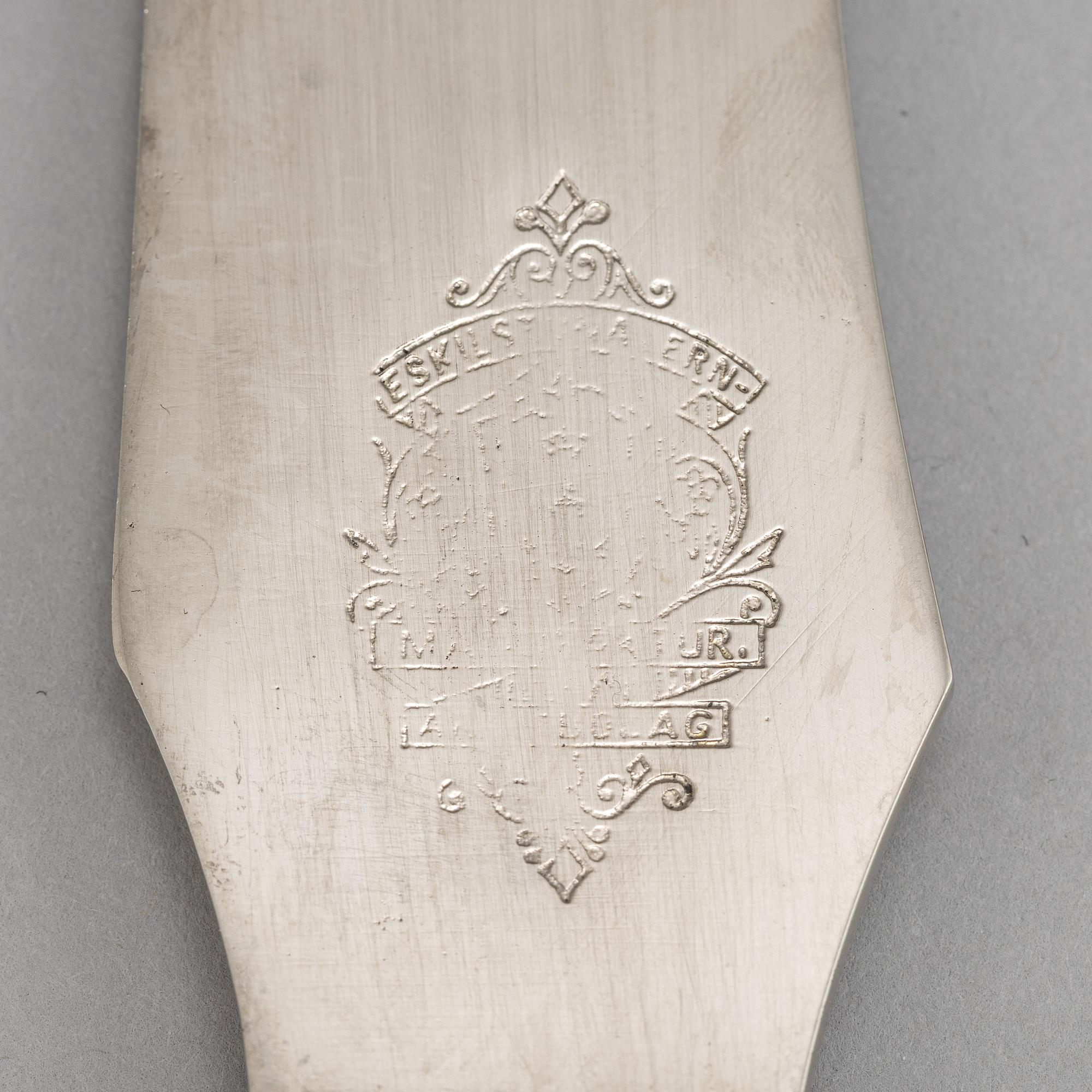 A set of Swedish Art Nouveau carving cutlery, mark of  B Erlandson, Kristianstad 1912.