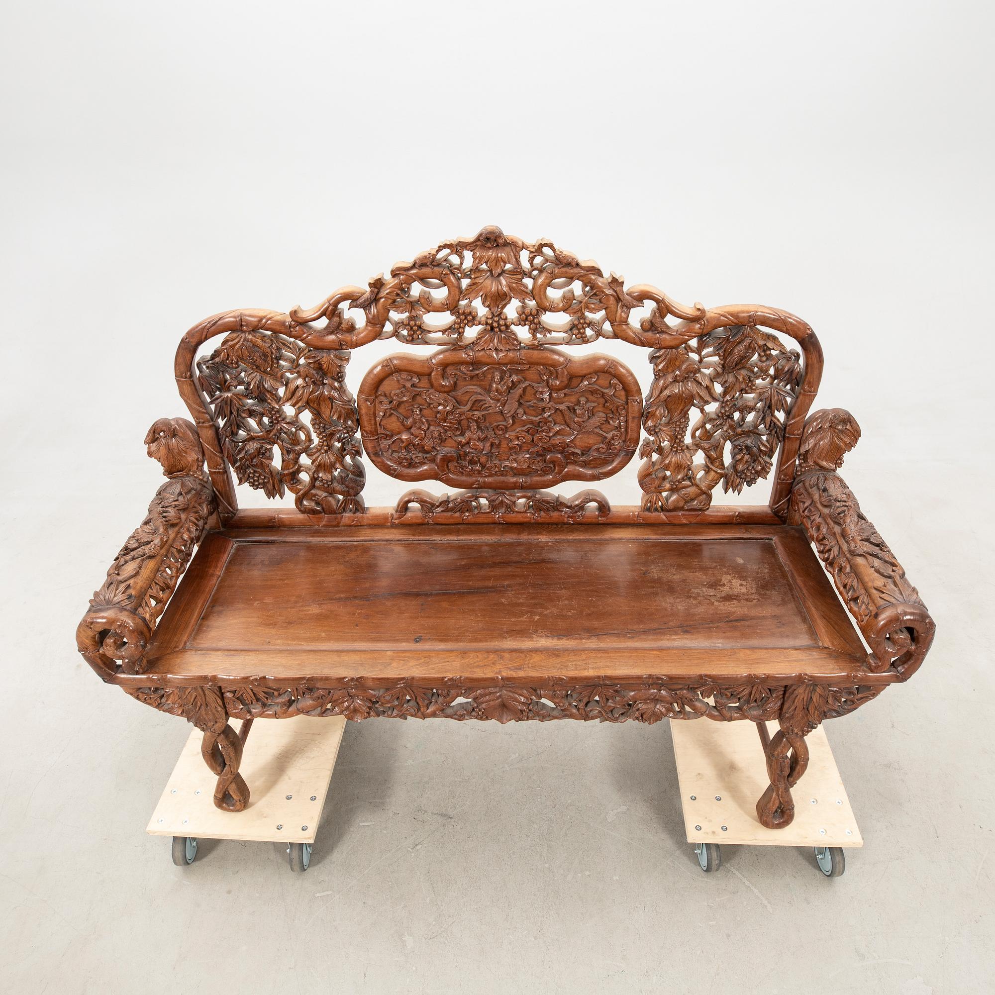 A Chinese hardwood sofa, first half of the 20th century.
