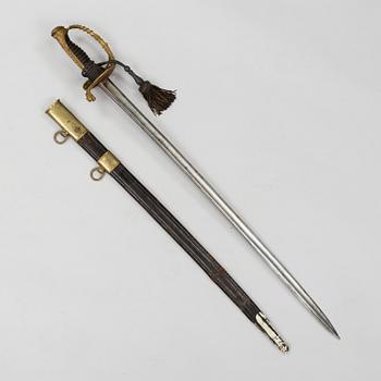 A French Navy officer's sword 1837 pattern with scabbard.