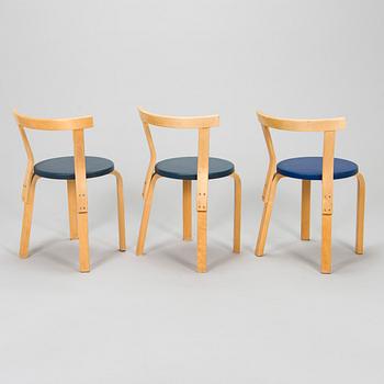 Alvar Aalto, a set of three 1960s '68' chairs for Artek.