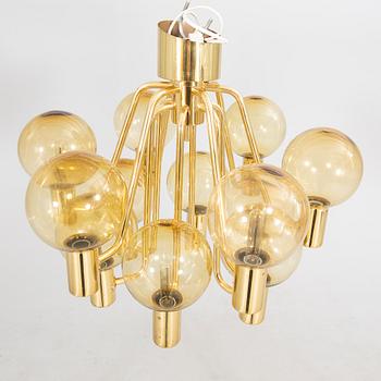 Hans-Agne Jakobsson, a brass and glass 'Patricia T 372' chandelier, Markaryd.