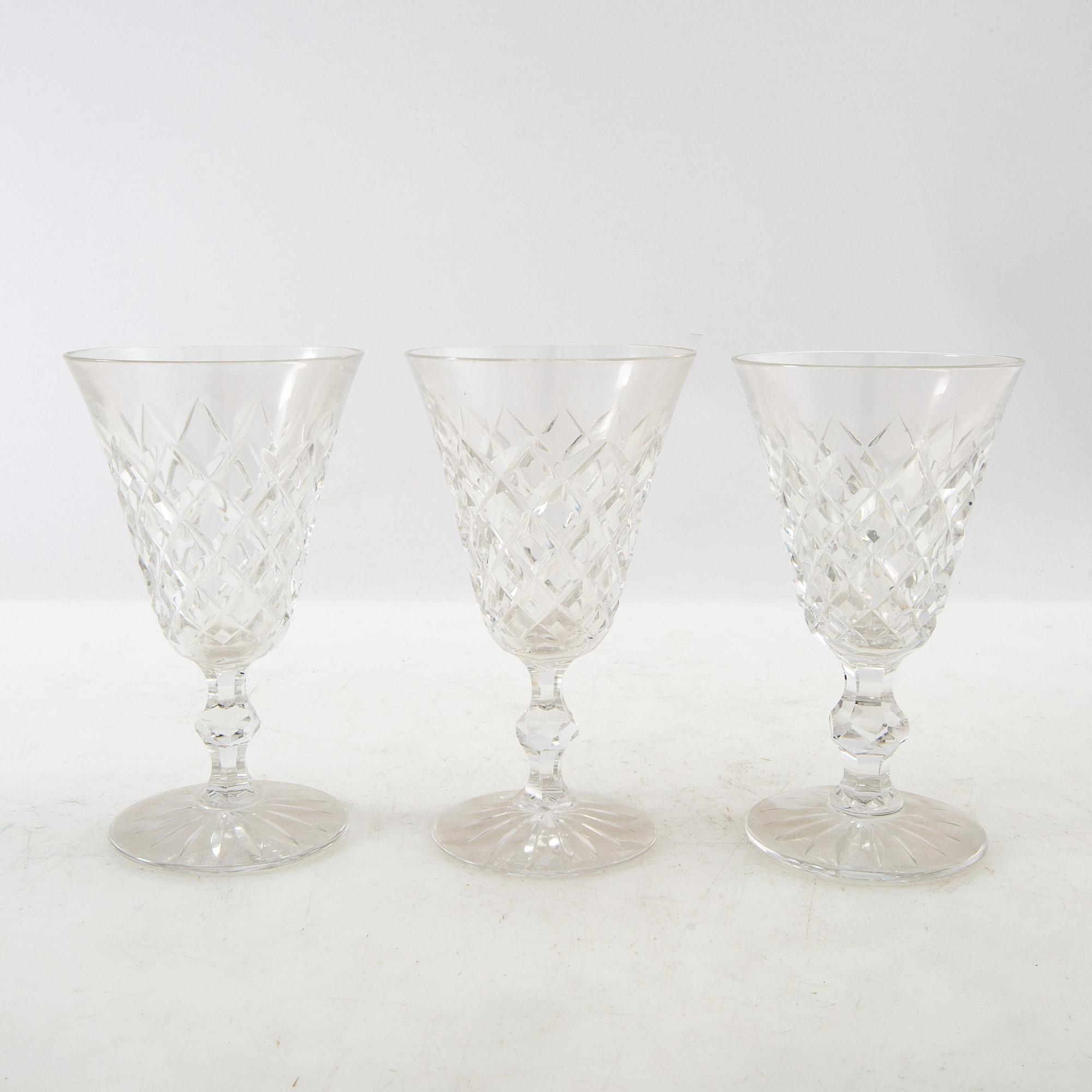 Fritz Kallenberg glass 8 pcs "Tjugo Rut" Kosta first half of the 20th century.