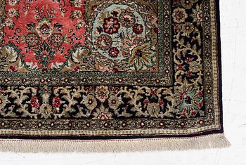 Carpet, Ghom, silk, semi-antique, approx. 170 x 104 cm.