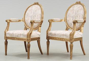 SALONGSGRUPP, 6 delar, gustaviansk stil, 1800-talets slut.