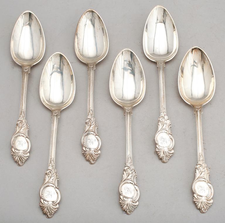 MATSKEDAR, 7 st (5+2) silver, 1800-tal. Vikt ca 388 g.