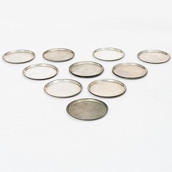 Coasters, silver 835, 20th century (13 pcs).