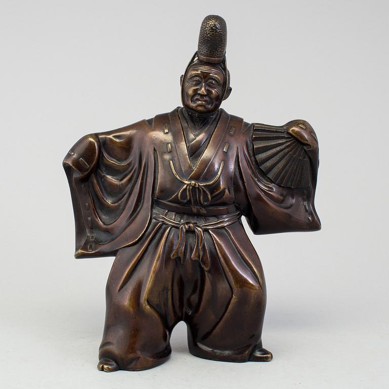 Two Japanese bronze sculptures of dancers, Meiji period (1868-1912). Signed to base.